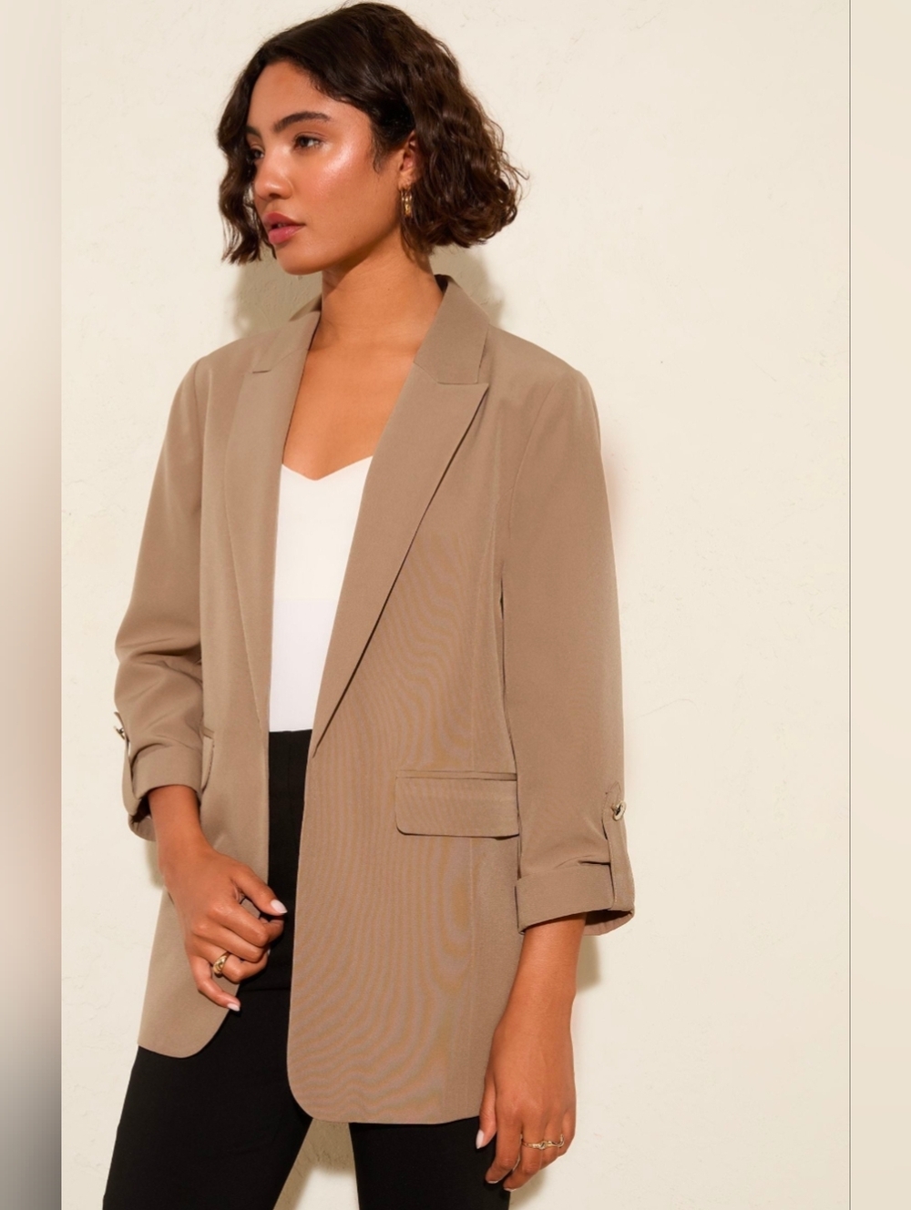 Taupe Open-Front Women's Blazer